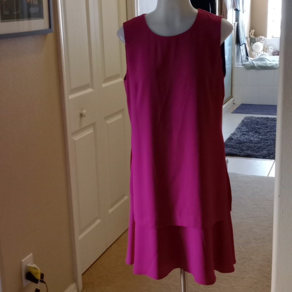 Mika Mendel new magenta pink tiered shift dress size 10